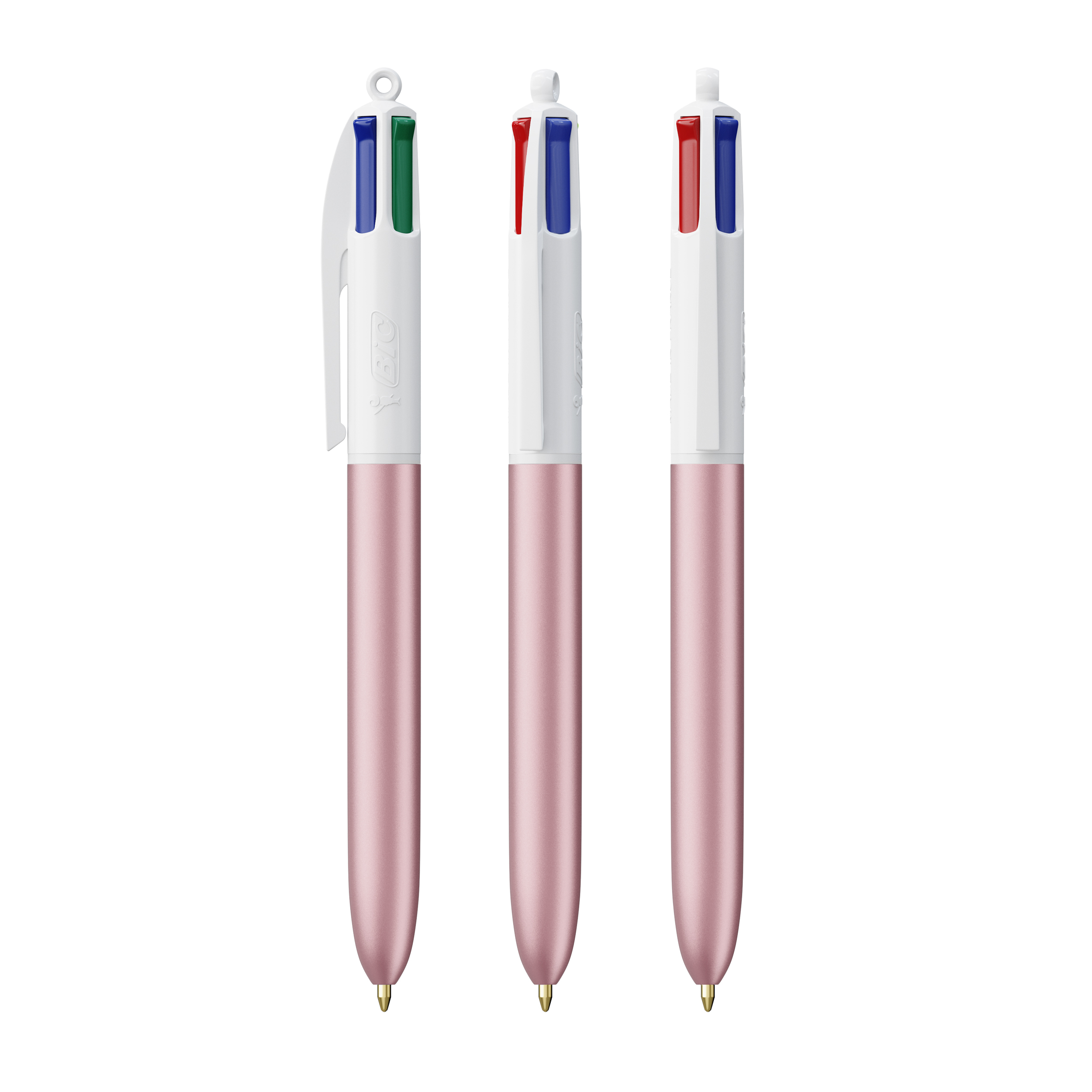 Stylo BIC® 4 Couleurs publicitaire Glacé avec Lanyard Glacé rose - blanc